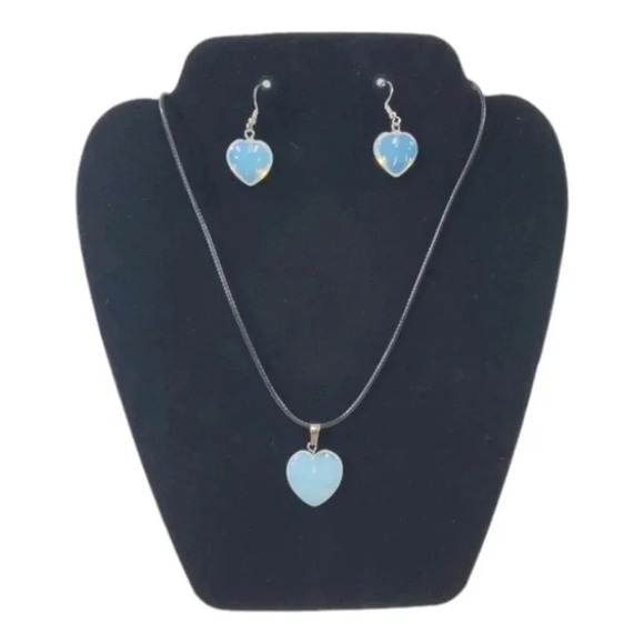 Opalite Heart Earring and Necklace Set - Picture 4 of 8